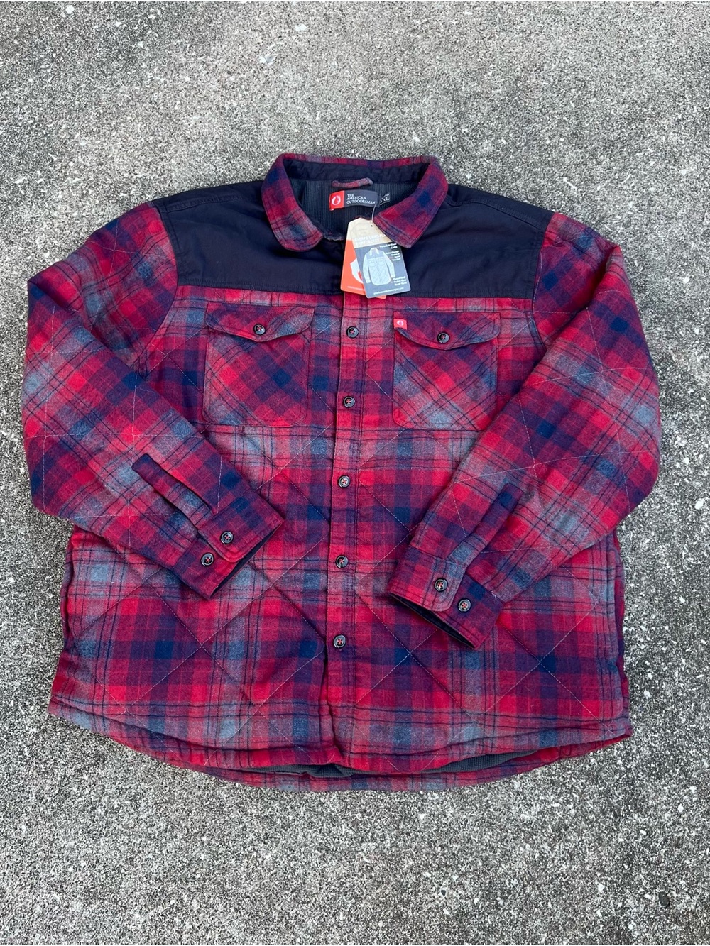 Red Plaid Quilted Shirt Jacket